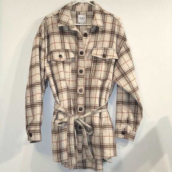 Oat New York Jackets & Blazers - Oat Benji Belted Plaid Jacket/Cardigan Large XL
